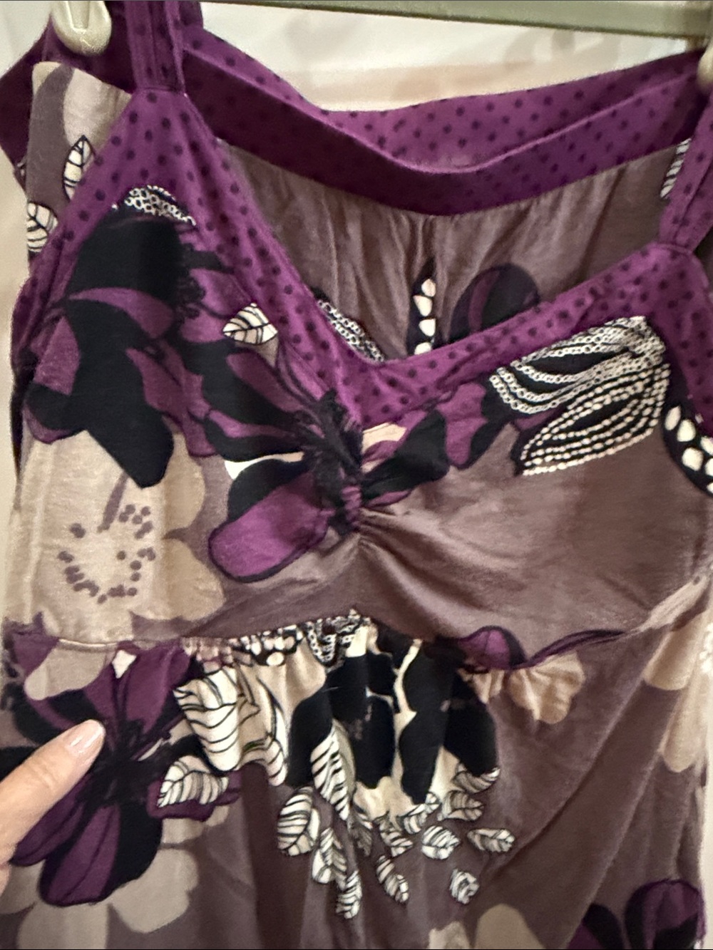 Soma Purple Taupe Floral Camisole & Pants Pajama Set - Picture 3 of 4